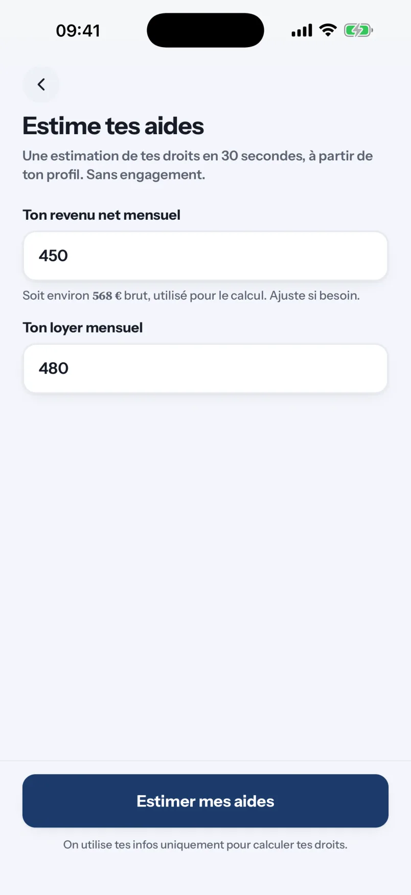 Aperçu de l'écran Simulateur de l'app Mentor